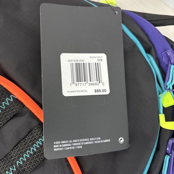 Hurley Joshua Black Multi Commuter Travel Backpack One Size MSRP $85 NWT - Picture 4 of 9